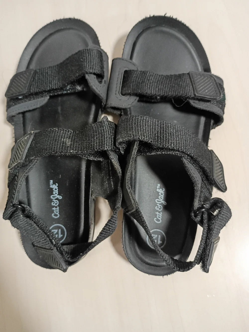 Cat & Jack Black Adjustable Strap Kids Sandals Size 12